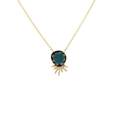Collier Soleil spinelle, or jaune et diamants