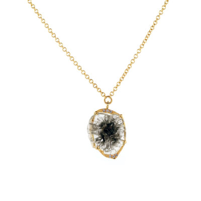 Collier Divination or jaune et diamants