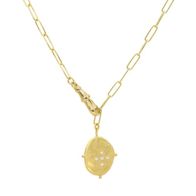 Collier Mystique médaille Croix vermeil chaîne large boules