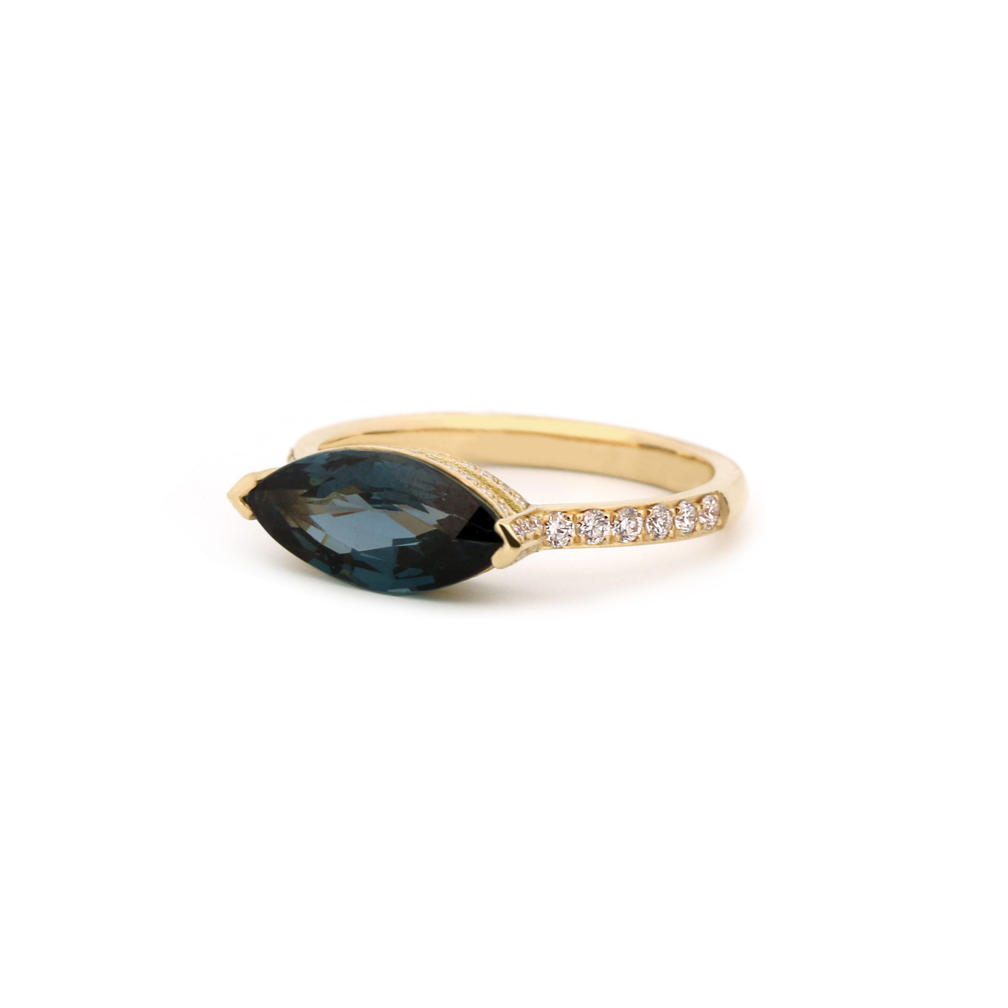 Bague Circé or jaune spinelle et diamants-2