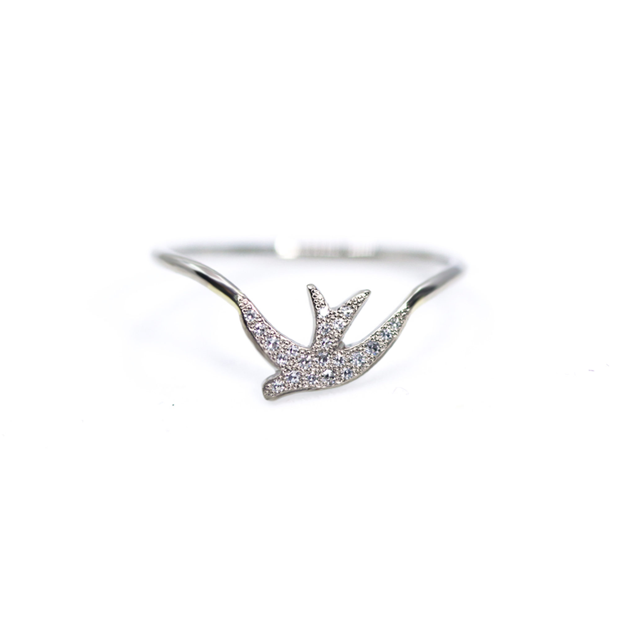 Bague Hirondelle or blanc et diamants