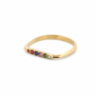 Bague Urban Tribe or jaune et saphirs