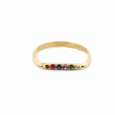 Bague Urban Tribe or jaune et saphirs