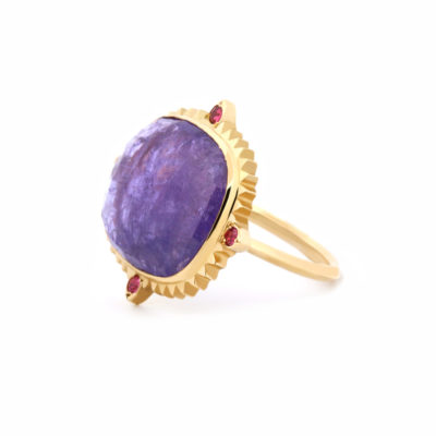 Bague La Kalsa or jaune, tanzanite, saphirs fuchias-2