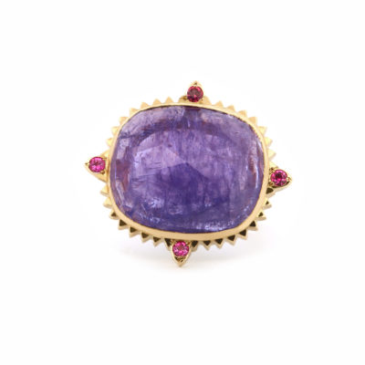 Bague La Kalsa or jaune, tanzanite, saphirs fuchias