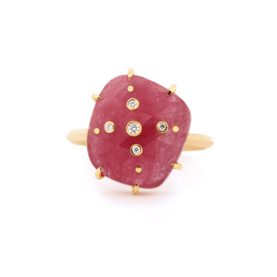 Bague Ortigia or jaune, saphir et diamants