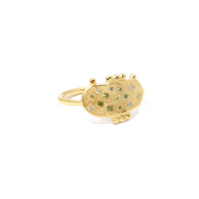 Bague Mystique Galet serti cz verts #3-2