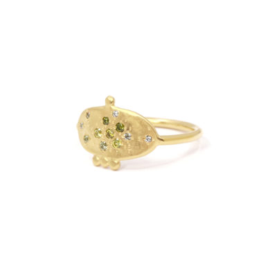 Bague Mystique Galet serti cz verts #4-2