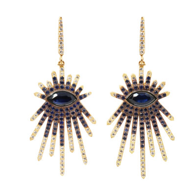 Boucles Divinité or, saphirs et diamants