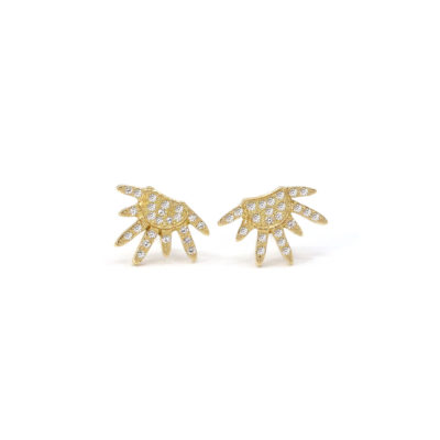 boucles d'oreilles mini soleil or jaune et diamants