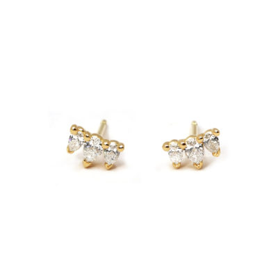 Boucles 3 poires or jaune et diamants