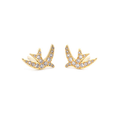 Boucles Hirondelles or jaune et diamants