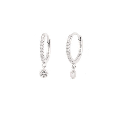 Créoles Petite Étincelle or blanc et diamants