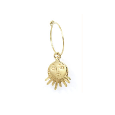 Mono boucle d’oreille Soleil gravé argent plaqué or – petit modèle