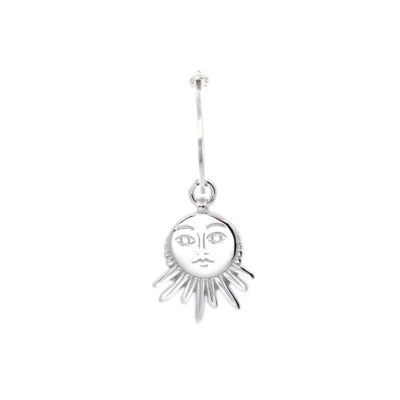 Mono boucle d’oreille Soleil gravé argent – petit modèle