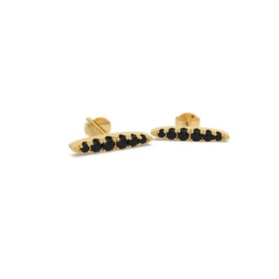 boucles d'oreilles 12mm vermeil et zircons noirs