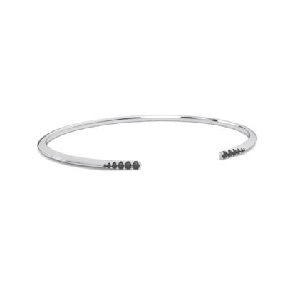 bracelet jonc argent et zircons noirs