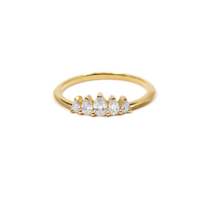 Alliance poires or jaune diamants