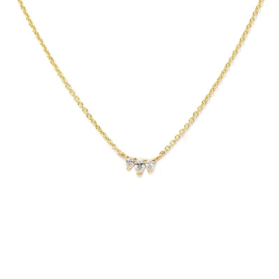 Collier 3 diamants poire or jaune