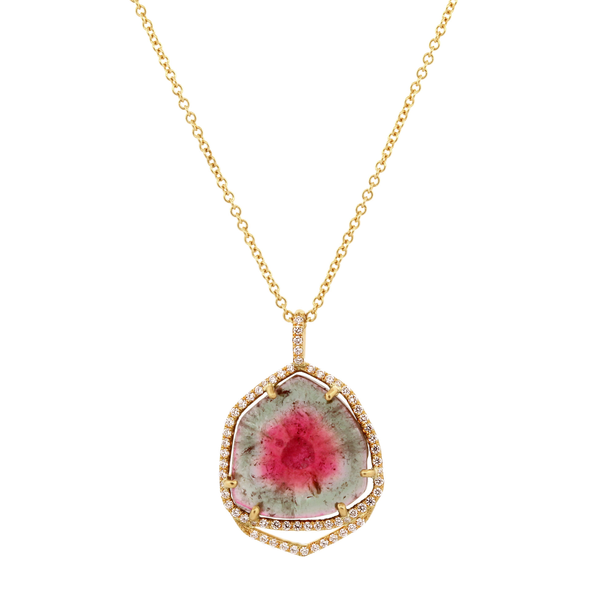 Collier Alba tourmaline grise or jaune et diamants