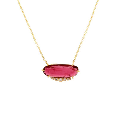 Collier Carmen tourmaline or jaune et diamants