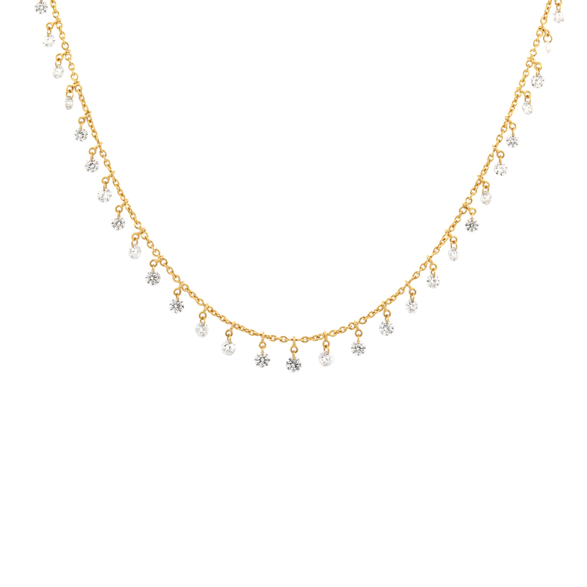 Collier Etincelles #2 or jaune et diamants