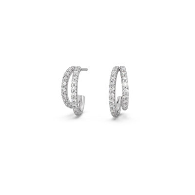 créoles doubles argent et zircons
